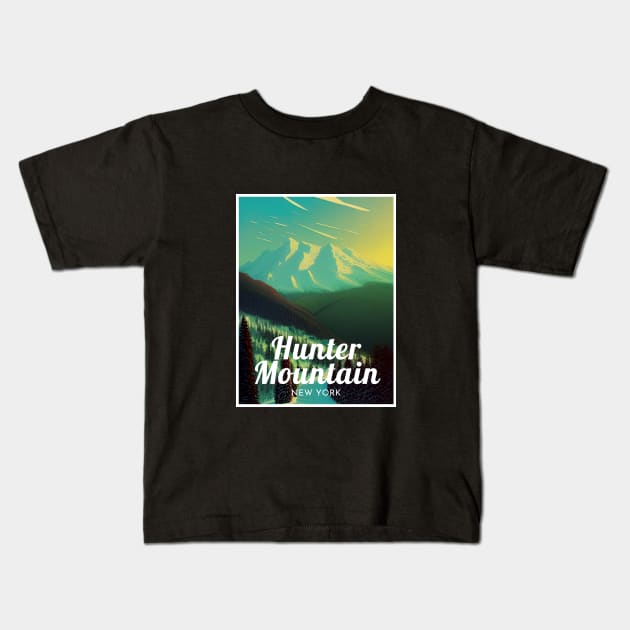 Hunter Mountain New York United States Ski Kids T-Shirt by UbunTo